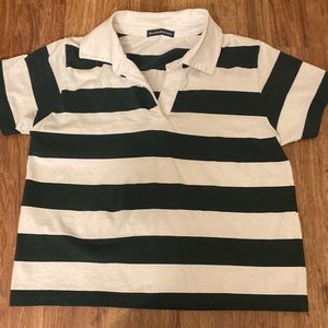 Brandy Melville Green Stripe Polo Top